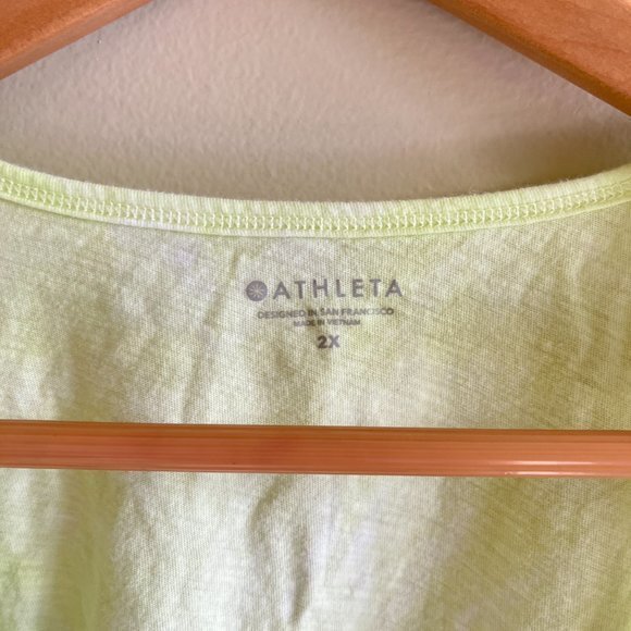 Athleta Lime Green Vibrant Tie Dye Summer Bright Coastal Sleeveless Tank Top 2X - Picture 2 of 6